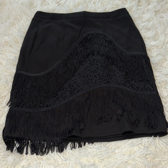 BEBE Fringe and Lace Black Skirt - Picture 4 of 7